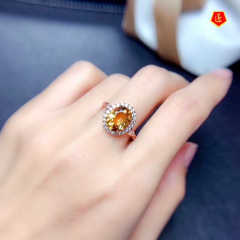 [Ready Stock]Simple Personality Natural Citrine Ring