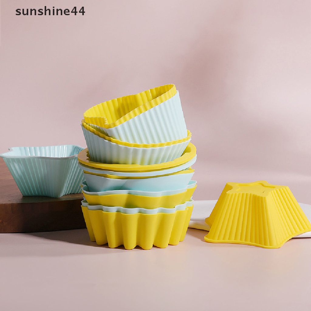 Sunshine 1Pc Cetakan Kue Muffin Bahan Silikon Tahan Panas Dapat Dipakai Ulang