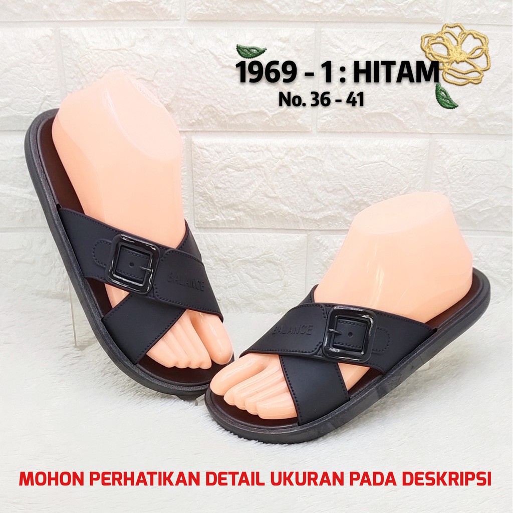 BALANCE 1969 1 SENDAL SLOP BELT STRAP ORIGINAL SANDAL WANITA BARU JELLY IMPORT LENTUR DISKON PROMO