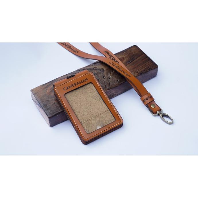 

[[COD]] CUSTOM ID CARD HOLDER / NAME TAG KULIT SAPI ASLI - Pull up Tan / CG TERBATAS Kode 930