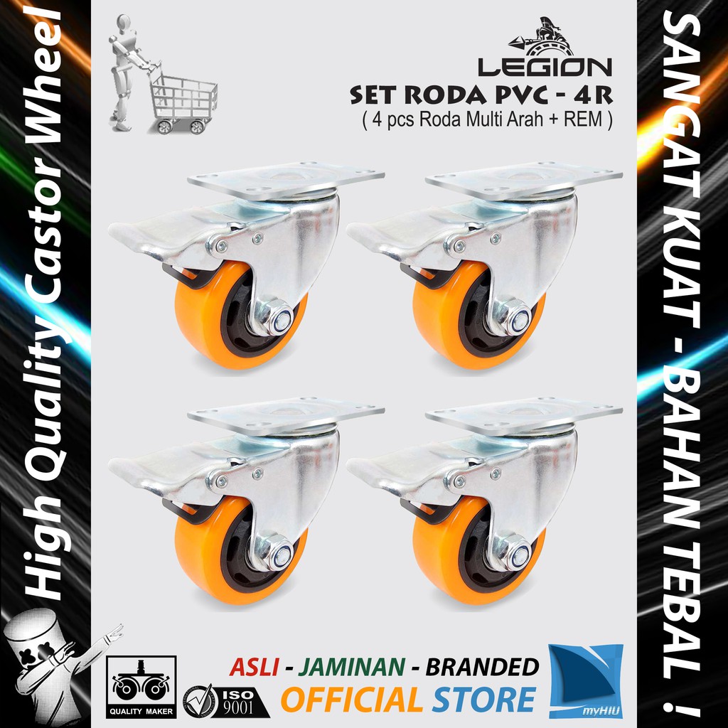 Set Roda Lori Isi 4 pcs 5&quot; inch / 125 mm Roda Besi Caster Troli - Trolley Castor Set 4R LEGION