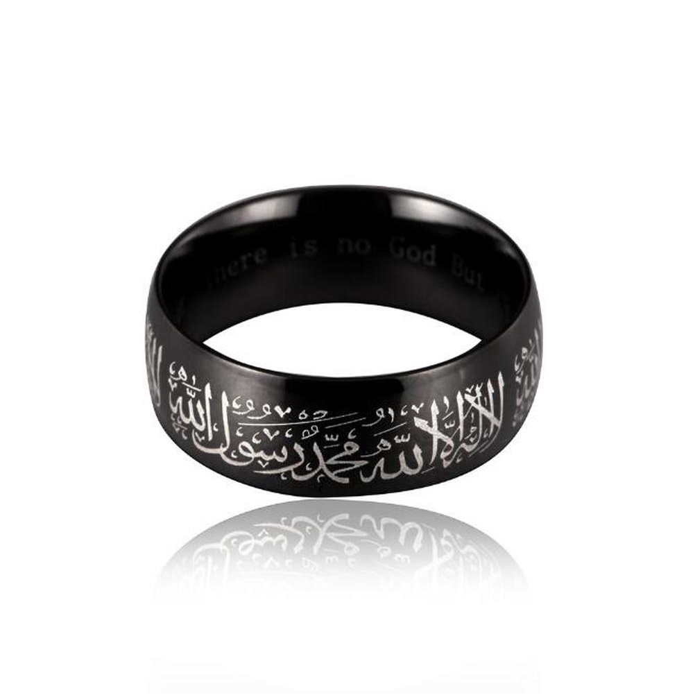 8MM Cincin Tauhid Islam Muslim Agama Lafadz Syahadat Bahan Titanium Steel Rings