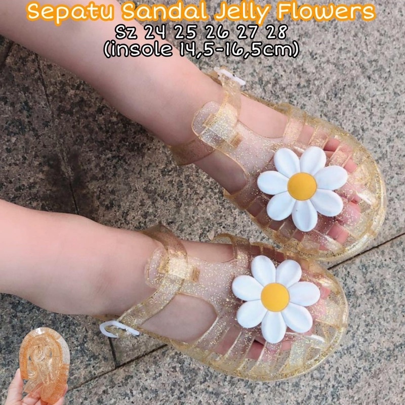 SEPATU SANDAL ANAK PEREMPUAN BALITA JELLY SHOES MURAH IMPORT FLAT SHOES FLOWERS
