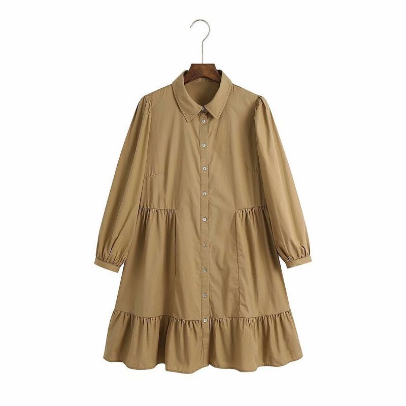 dress midi korea / puffy sleeve dress / loose dress santai casual dress / dress jumbo / melda dress