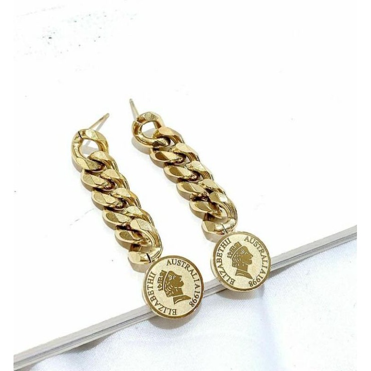 Anting sisi naga koin gold