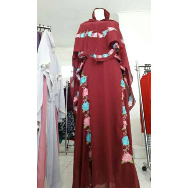 Gamis Ceruty Bordir Warna elegan kualitas butik