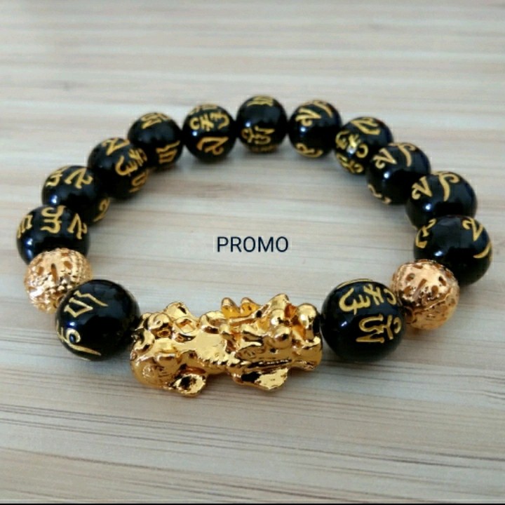 Gelang Pixiu import/gelang mantra tulisan tibet/gelang batu tibet