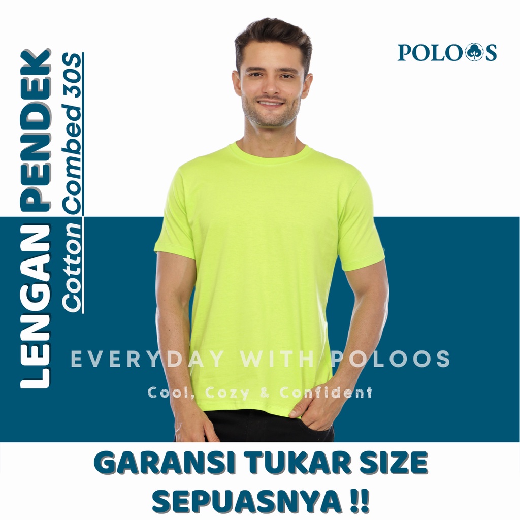 Baju Kaos Polos Pria Lengan Pendek Hijau Neon