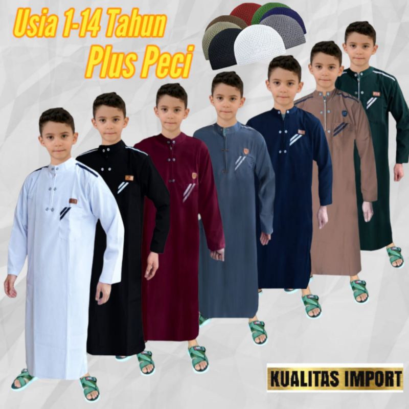 KONVEKSI BESAR/Gamis AR-RIZQI anak laki laki/gamis pakistan anak terlaris bahan adem anak 1-15  Tahun