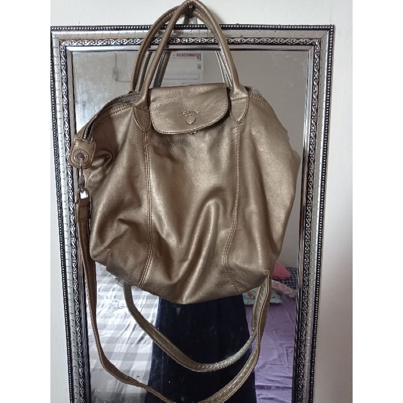 preloved longcham cuir premium gold