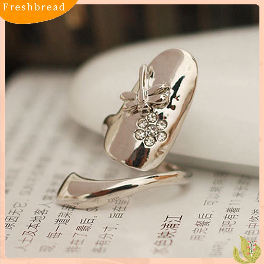 Fresh| 1pc Cincin Kuku Bahan Alloy Hias Berlian Imitasi Untuk Pesta