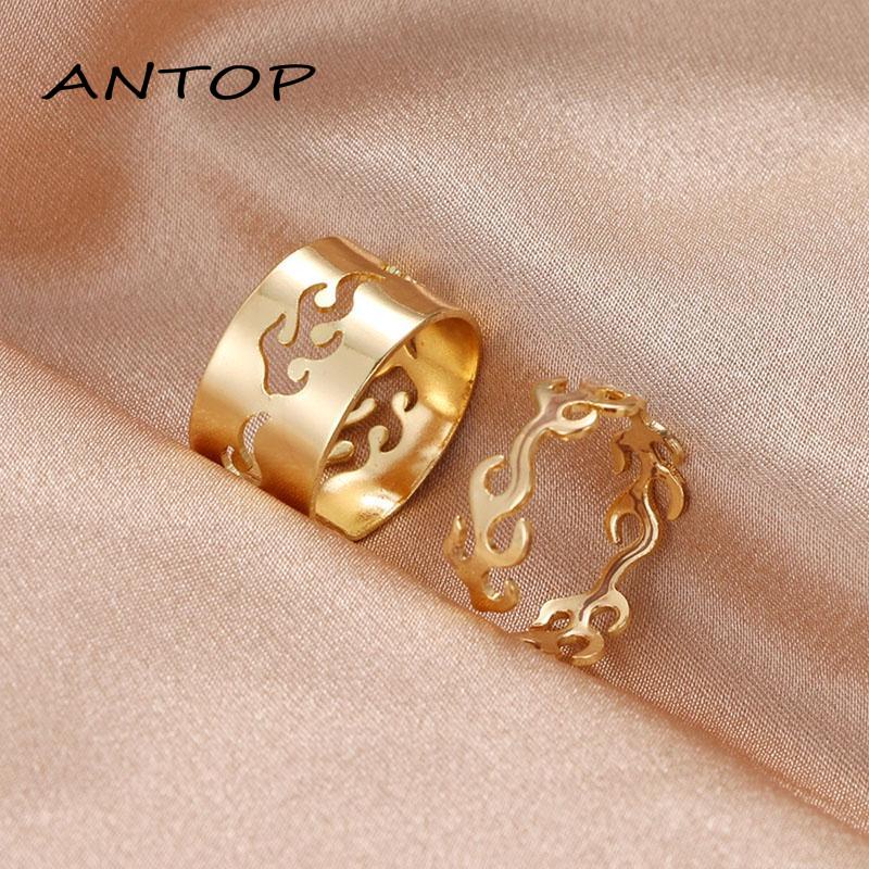 Set Cincin Model Terbuka Bahan Logam Gaya Vintage