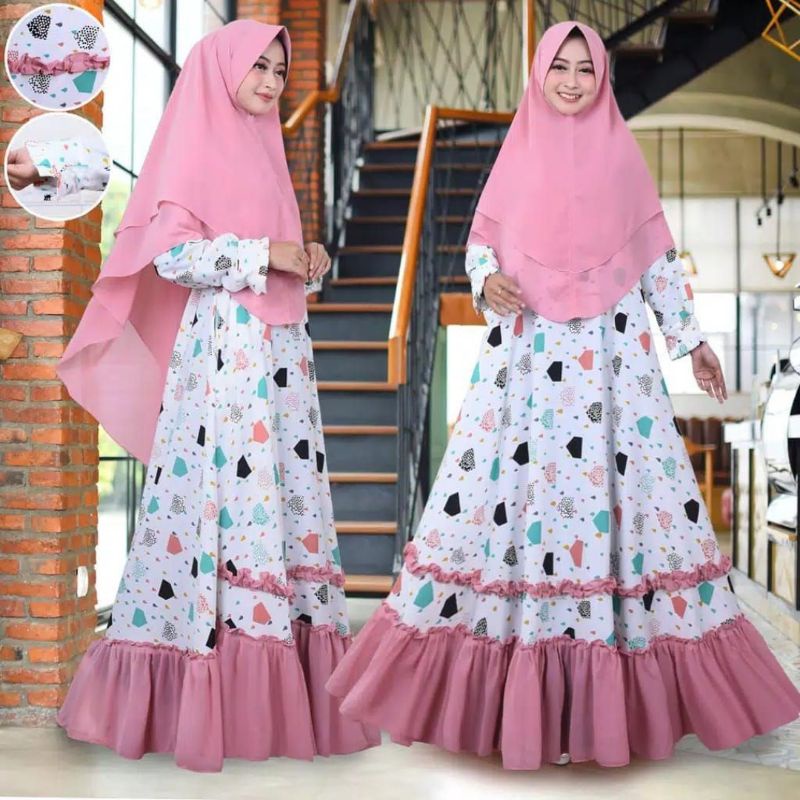 Gamis murah / Syari rempel ceruty / Gamis mayung /  Fashion muslim plus hijab / Busana muslim modern