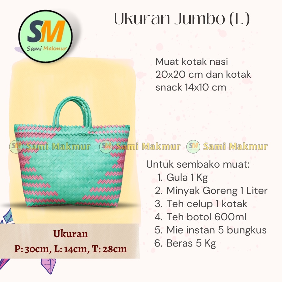 Tas Anyaman Plastik JUMBO Lurik / Tas Keranjang Belanja Besar untuk Souvenir Parcel Hampers