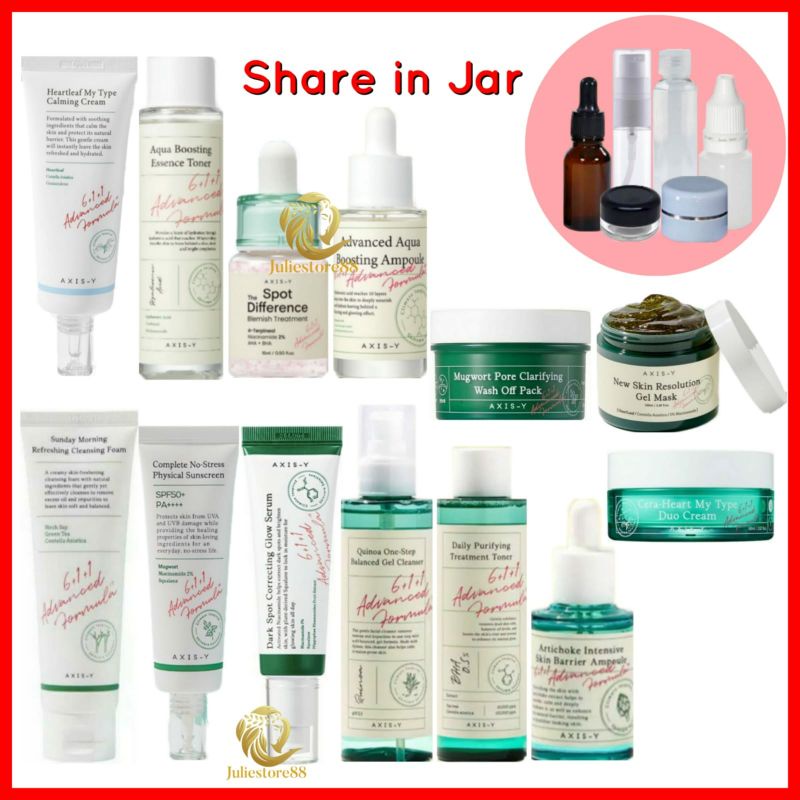 (Share in Jar) AXIS-Y Cleanser Toner Mugwort Dark Spot Spot Blemish Aqua Boosting Ampoule Duo Cream Sunscreen New Skin Gel Mask