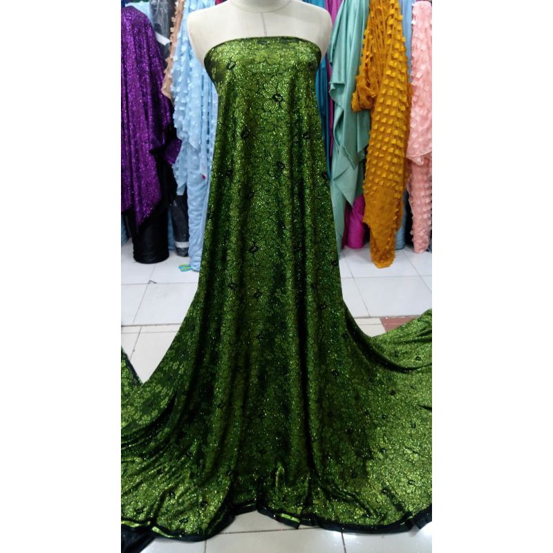 Kain - bahan brokat plus furing / brukat bonding /cocok untuk dress gaun seragaman gamis dll TERBARU