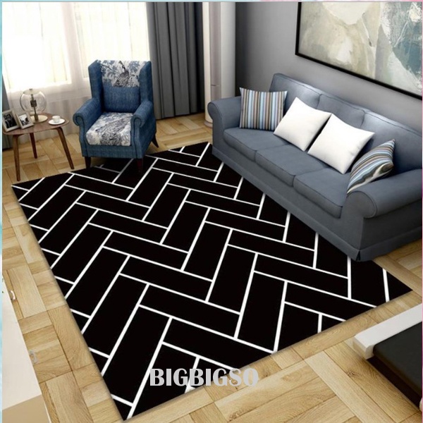 Karpet Lantai Monokrom Karpet Modern Minimalis Tikar Karpet ruang Tamu Karpet Kamar Tidur