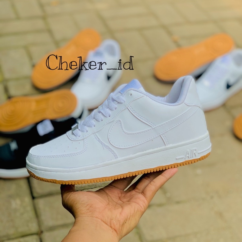 SEPATU PRIA DAN WANITA NK3 A1R FORC3 WHITE GUM SNEAKERS KASUAL GAYA MASA KINI SEPATU PREMIUM ORIGINAL 100%