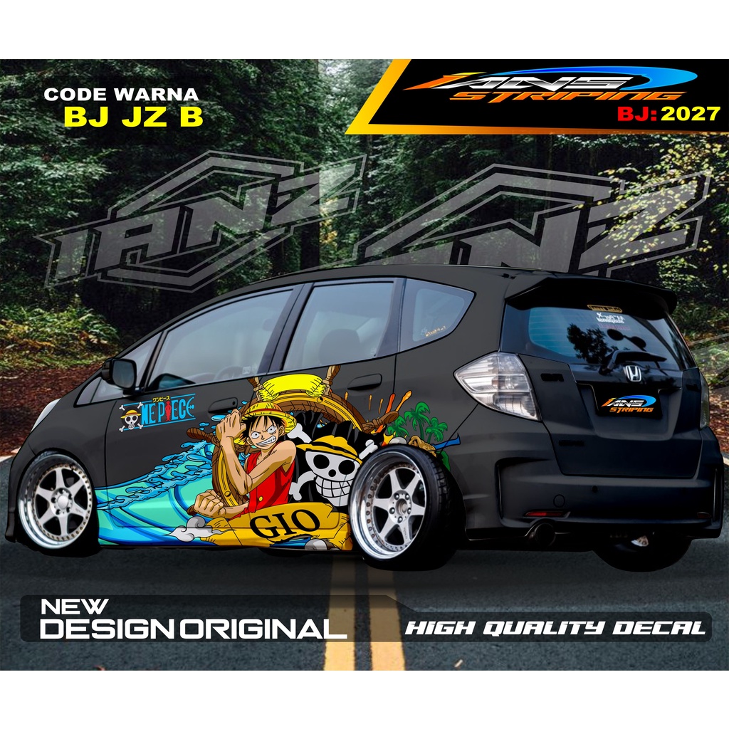 VARIASI STIKER ONE PIECE MOBIL HONDA JAZZ BRIO AGYA AYLA / VARIASI STICKER BODY SAMPING MOBIL BRIO MOBIL JAZZ / STIKER MOBIL