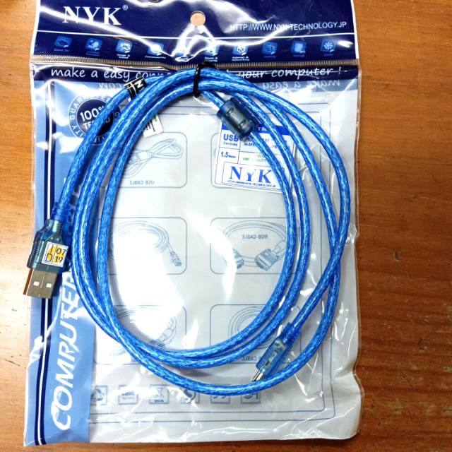 KABEL/CABLE USB GEDE KETEMU KECIL /KABEL CASS PS3 NYK BIRU PANJANG