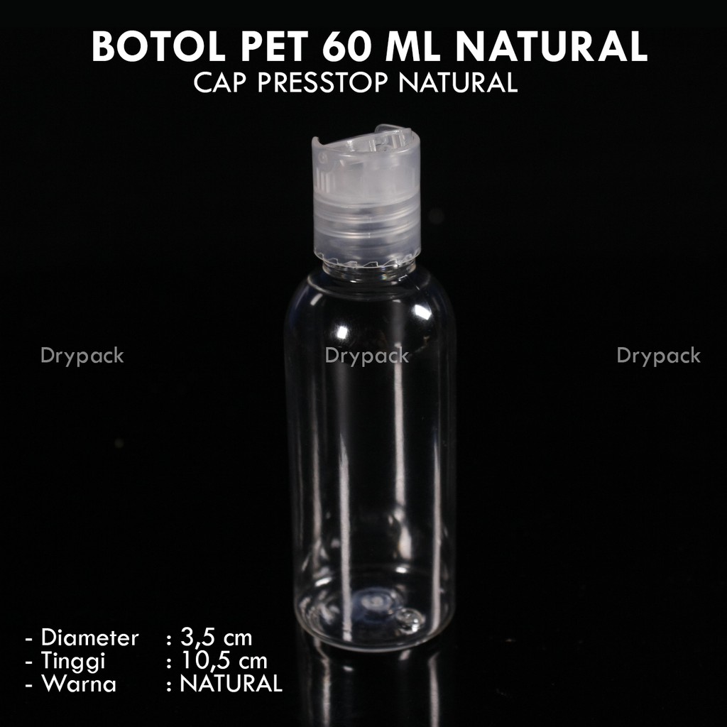 Botol PET 60 ML Natural Presstop