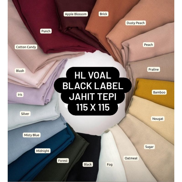 HL Voal Black Logo by Heaven Lights Kerudung Jilbab Segi Empat Polos