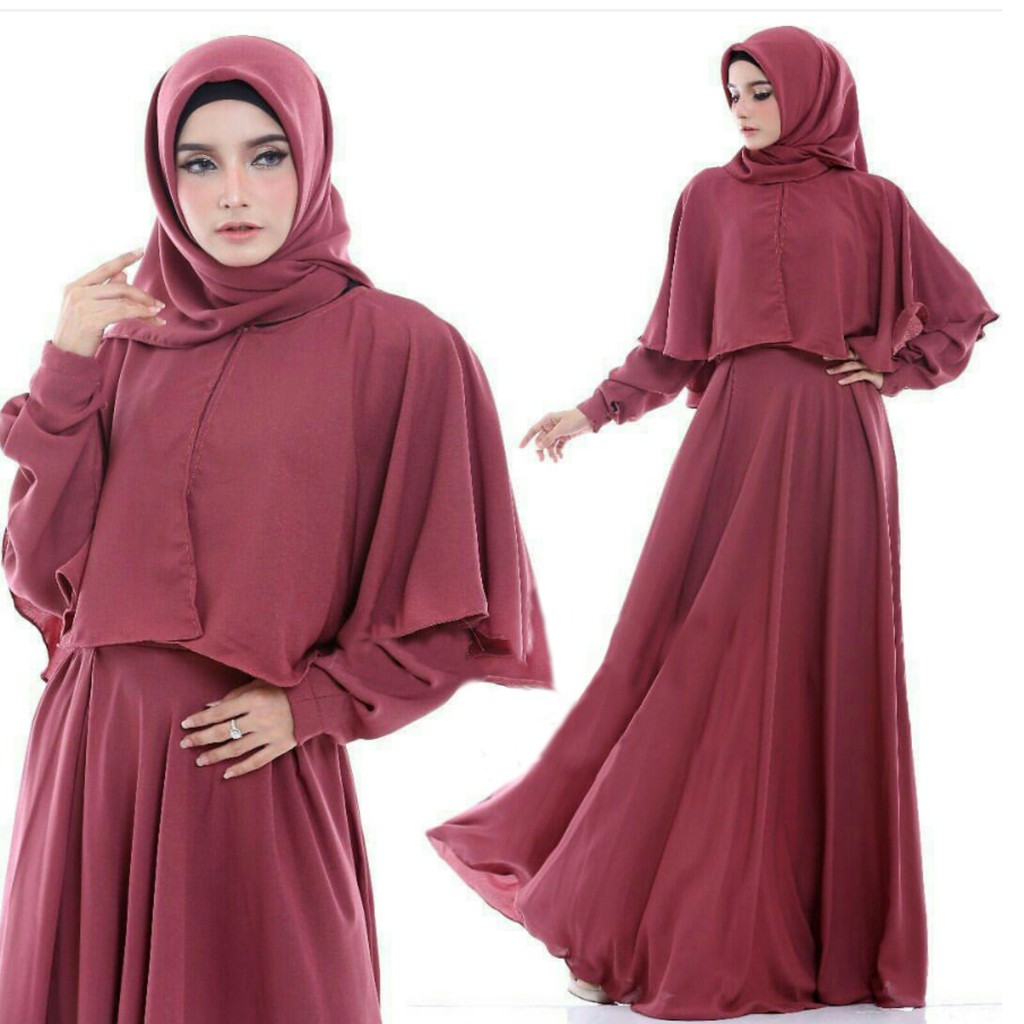 [Maxy Monalisa varian warna SW] maxi muslim wanita wolly crepe NAVY/MARON/ABU/KUBUS/FANTA