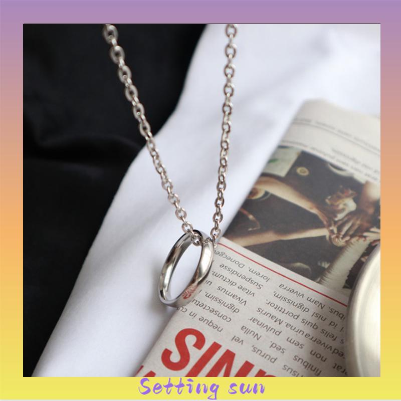 COD✨Kalung Baja Titanium Gaya Hip Hop Untuk Pria Dan Wanita Kalung Liontin Cincin Bulat TN