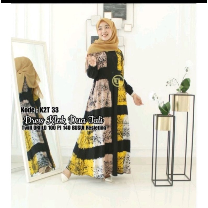 Gamis dress twill ORI ELZAF klok dua tali