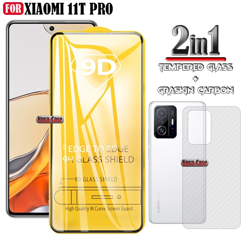 Paket 2 IN 1 For Xiaomi 11T / 11T Pro Tempered Glass + Graskin (Anti Gores Belakang HP)