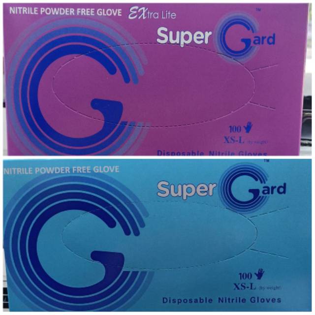 Supergard Sarung tangan NITRIL steril non powder,1 box isi 100pcs,medis terdaftar Kemenkes RI alkes