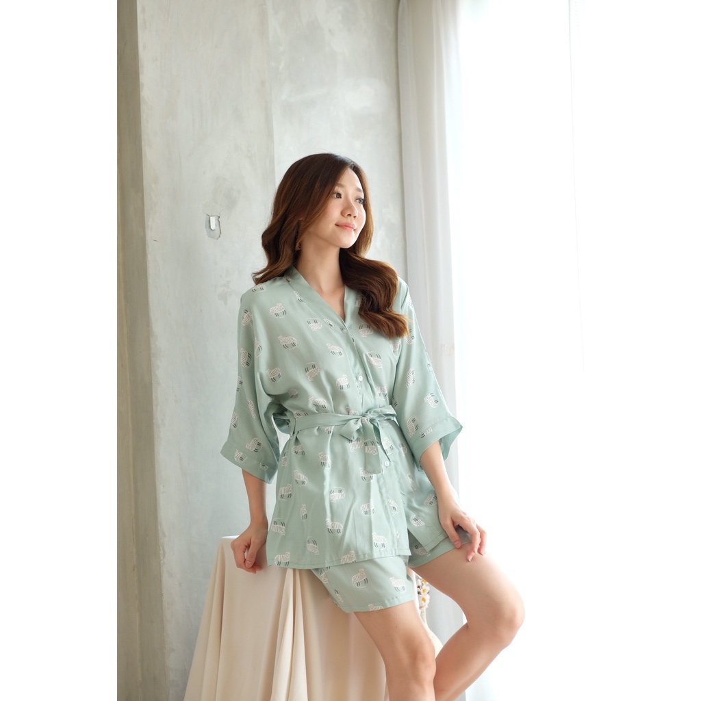 Kimono Pajamas Set - Atasan Celana Baju Tidur Wanita