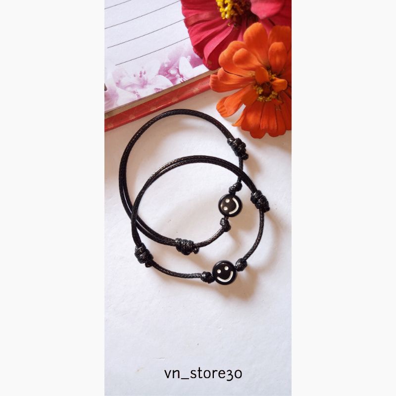 [[NEW]]~GELANG COUPLE PERSAHABATAN SMILE HITAM TANPA MAGNET~