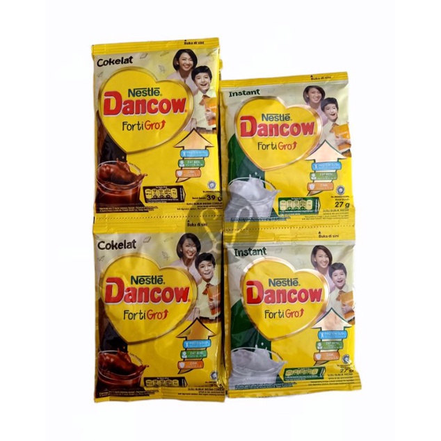 Dancow Sachet Susu Bubuk Instan Cokelat / Putih Vanila Renteng Isi 10pc Sachet Nestle Susu Dancow Renteng