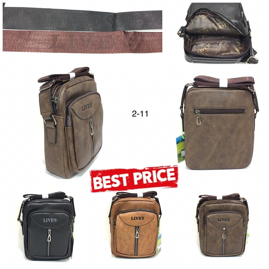 Tas Slempang Selempang Pria Laki Cowo Kulit Sling Travel Bag Impor Ori Asli PU Leather : 2 - 11