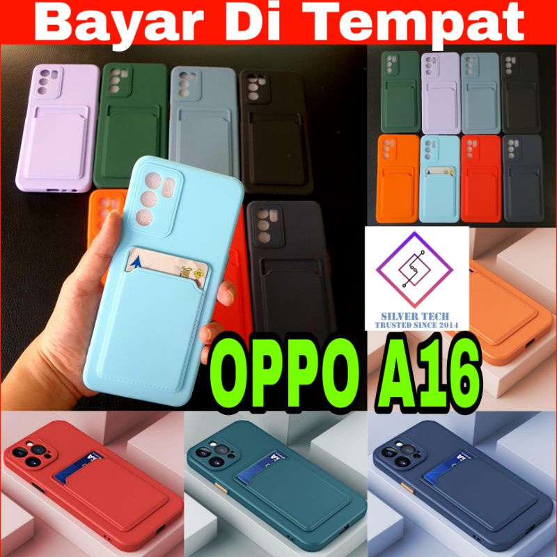 silvertech Kesing OPPO A16 Model Slot Card Softcase Oppo A16 Silikon Kartu Oppo A16 Temperglass A16