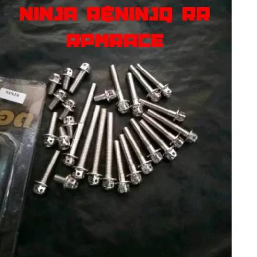 ♚ Baut Probolt chrome Thailand Blok Mesin Ninja R Rr Baut Mesin Probolt Ninja R Rr Thailand Chrome ➴