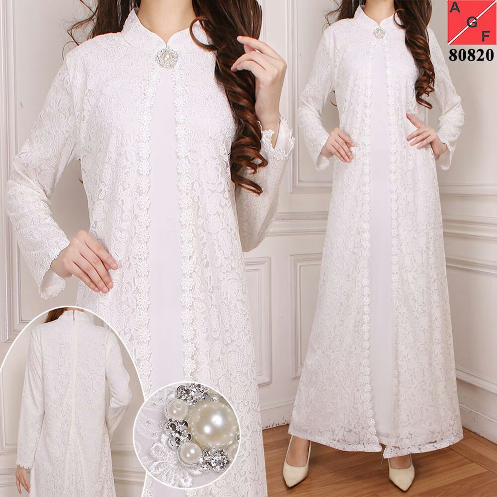  Baju  Gamis  Wanita Gamis  Brukat Gamis  Putih Busana  
