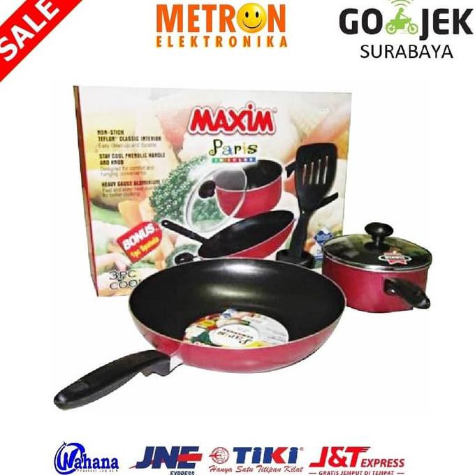 Produk Termurah Maxim 3 Pc Set Paris Wok In Color Wajan / Panci / Spatula / Paris3Pcst Diskon