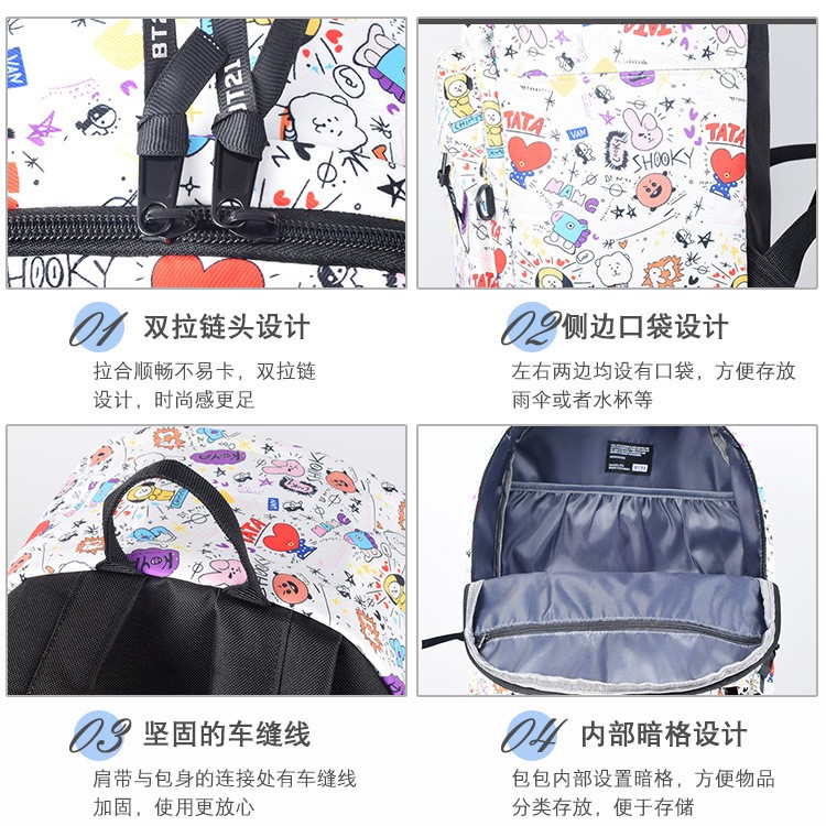 BTRA tas ransel BT21 BTS backpack tas sekolah kanvas bangtan boys