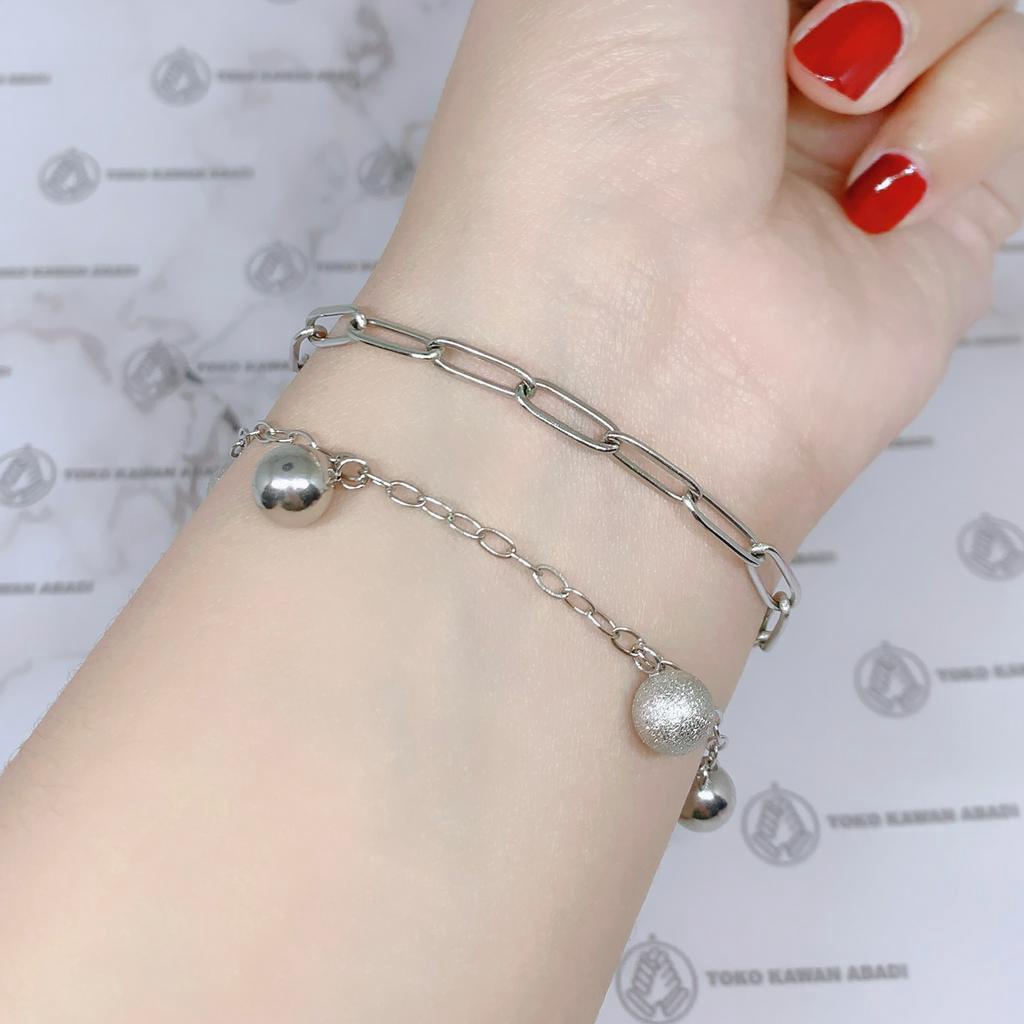 Titanium Silver Gelang Tangan Dewasa Rantai Sabit *87