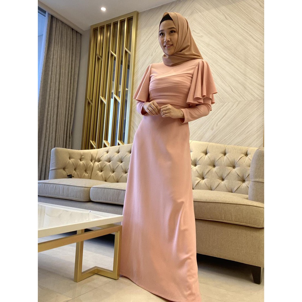 Jessicacollectionn 734# dress maxi import scuba/ clara maxi dress-Pink Soft