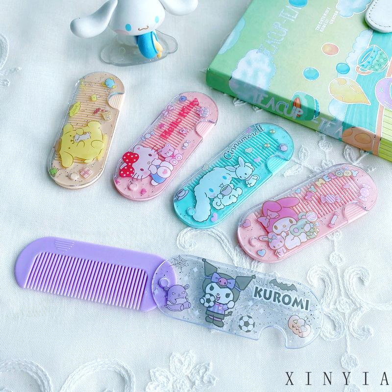 Xia.id Sisir Lipat Portable Desain Kartun Hello Kitty Melody Cinnamoroll Bahan Plastik