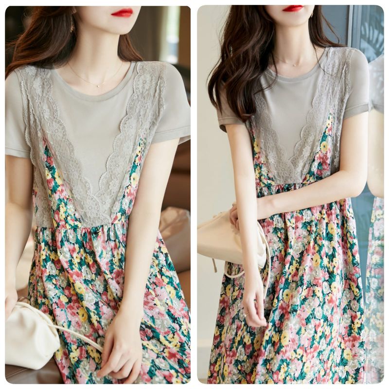 MDLV ~ 18440# Melicia Midi Dress Flower Dress Korea Import