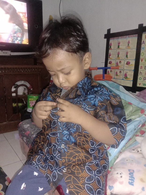 Batik Couple Keluarga Sania Ruffle Ori Ndoro Jowi Dnt Seno Biru