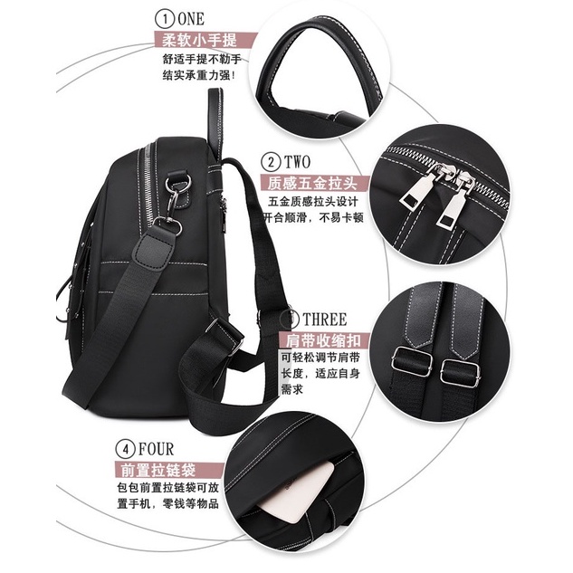 Tas Ransel Wanita Korea Fashion Style Kasual Tas Punggung Cewek Multifungsi Sling Bag Women Parasut Tas Wanita Model Korea Bahan Parasut Anti Air Tas Sekolah Tas Kuliah Tas Kerja Tas Traveling Azgalery T263