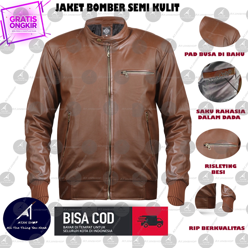 Atjin- Jaket Kulit Model Rip Sintetik Pria Grade Vienna Halus Mirip Kulit asli bukan corak jeruk Exclusive Series [HITAM-COKELAT]