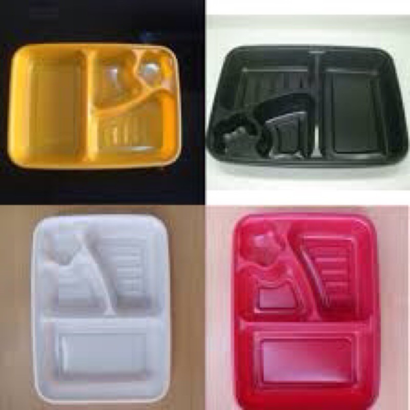 (ISI 25PCS )Mika Bento 4 Sekat Merah/ Box Bento/ Mika Lunch Box/ Tray Bento