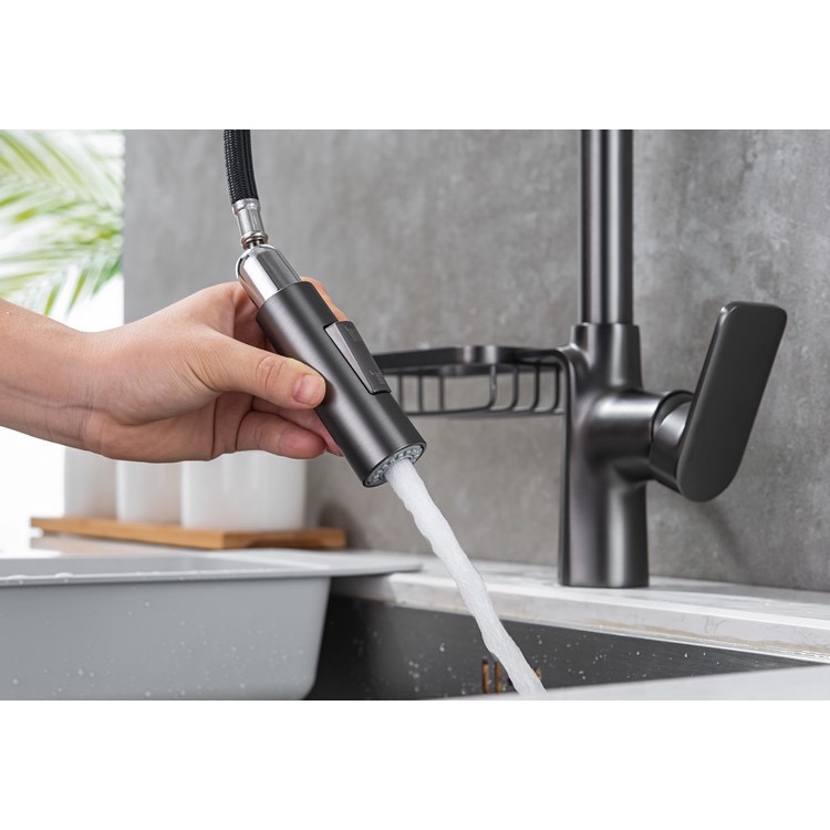 【TEC】MATTE Kitchen Faucet Pull Down Two Function Sprayhead Keran Dapur Kitchen Sink Faucet