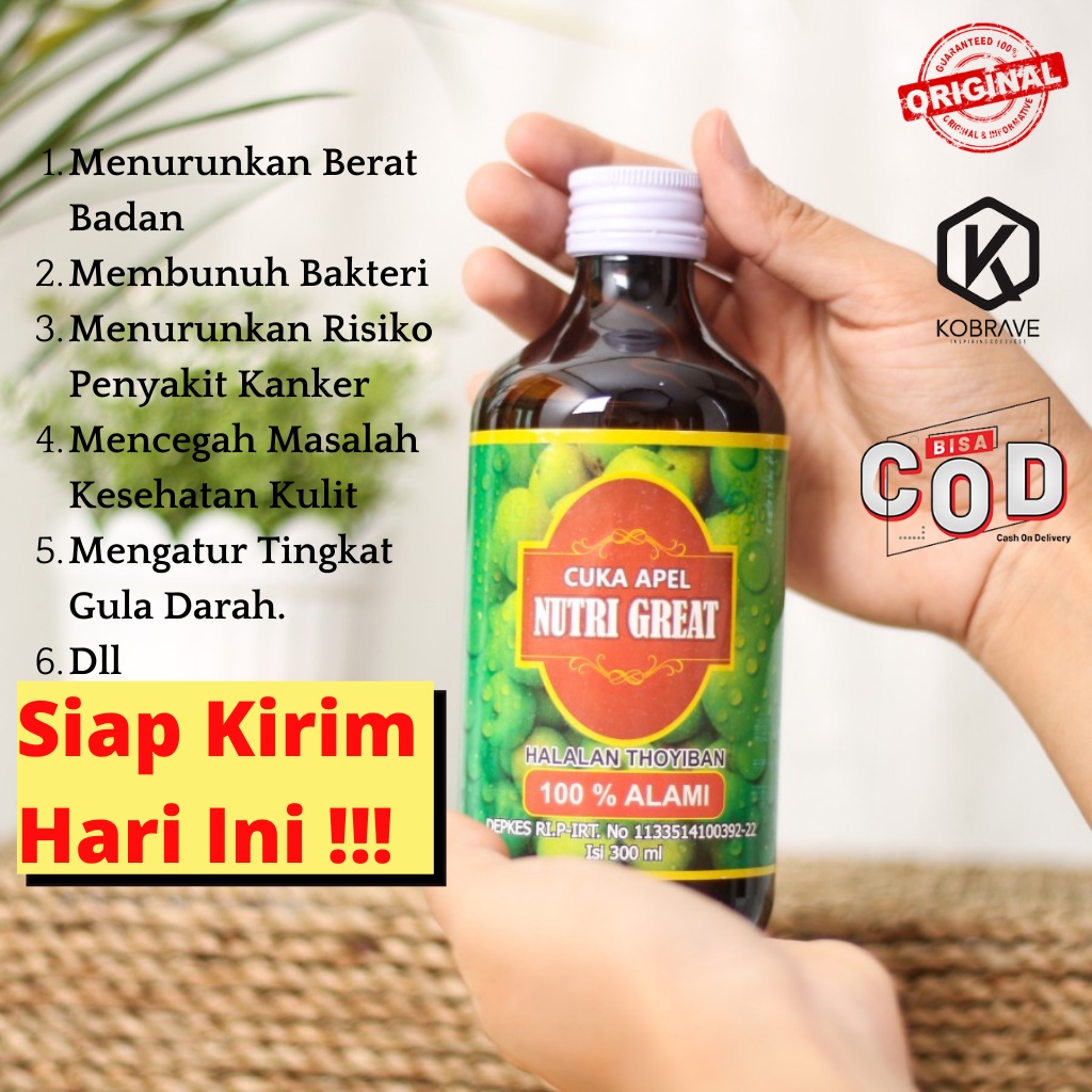 Cuka Apel Nutri Great 100% Supleman Makanan Alami Herbal Kolestrol Jantung Tekanan Darah Tinggi